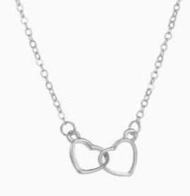 Collar de doble anillo de corazón plata - additional image 1